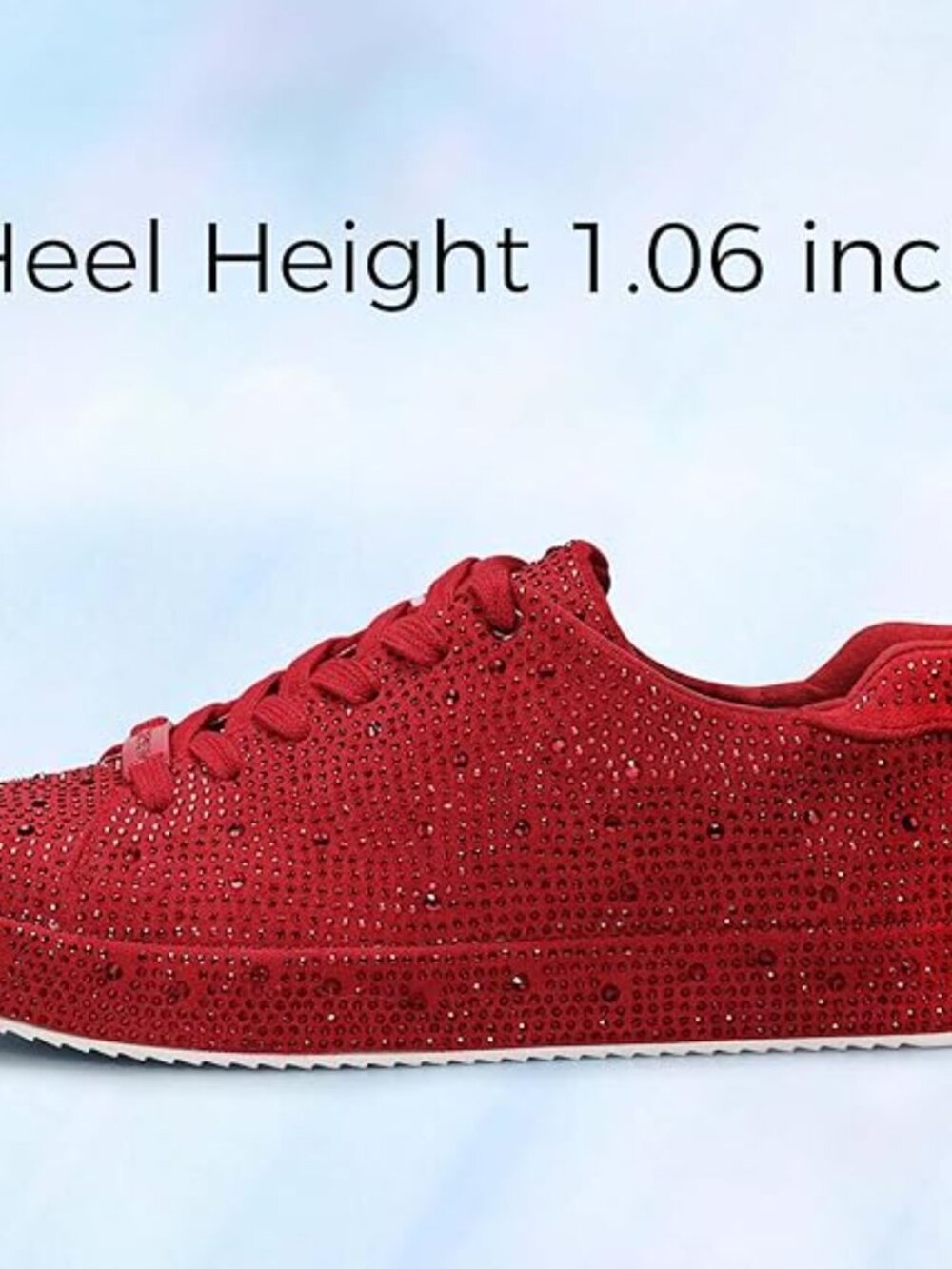 Women's Red Stylish Sparkly Bling Rhinestone Fashion Glitter Non-Slip Sneakers - Picture 4 of 5